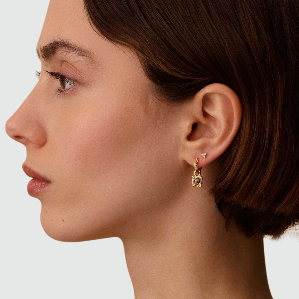 Hoops DIAMONDS - Gold / Gun - Earrings  | Agatha