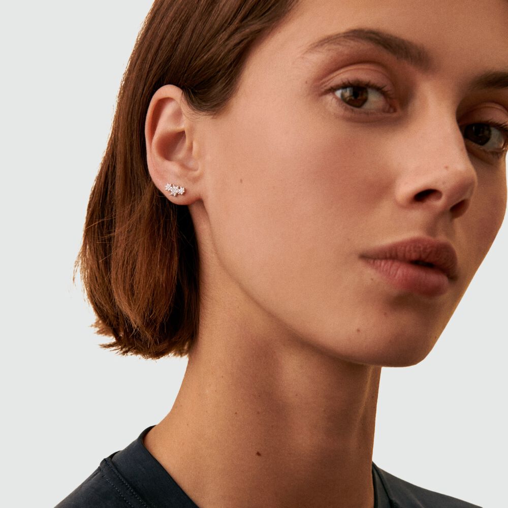 Single stud earring FLOWER TRIO MIX & MATCH - Crystal / Silver - Earrings  | Agatha