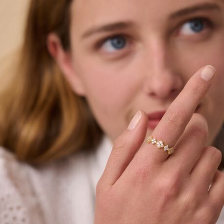 Thin ring BELOVED - Crystal / Golden - All jewellery  | Agatha