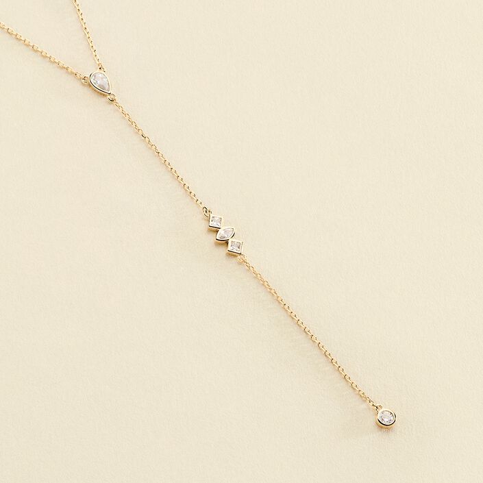 Mid-length necklace PIRAMIDE - Crystal / Golden - All jewellery  | Agatha
