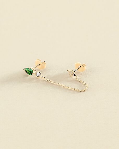 Piercing stud ASTRAL - Green / Golden - All jewellery  | Agatha