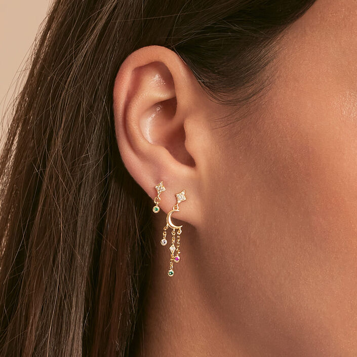 Piercing stud ASTRAL - Green / Golden - All jewellery  | Agatha