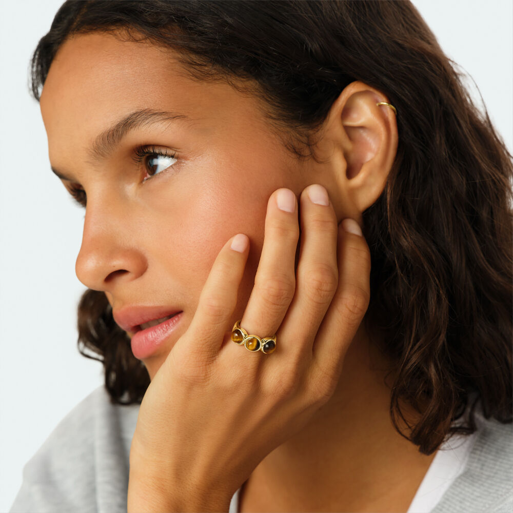 Thin ring TRIO OF STONES BATIGNOLLES - Brown / Gold - Rings  | Agatha