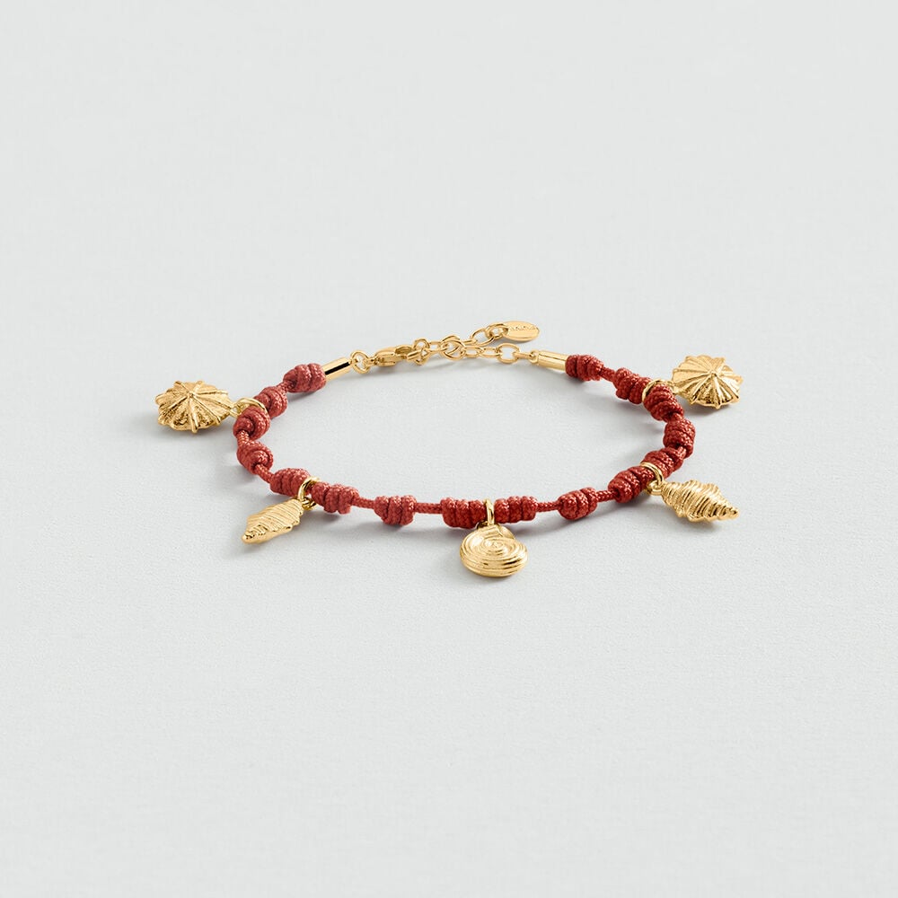 Cord bracelet CALYPSO - Red / Gold - Bracelets  | Agatha