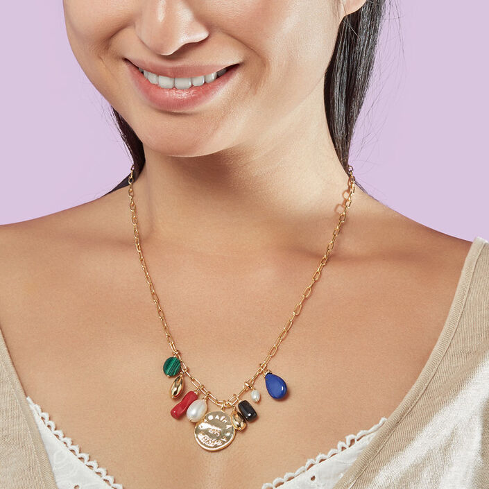 Mid-length necklace DEESSE - Multicolor / Gold - All jewellery  | Agatha