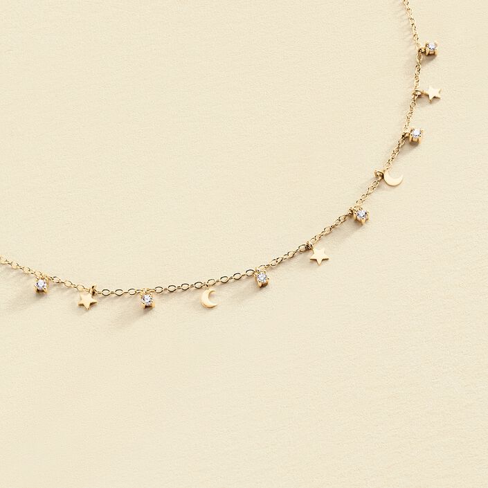 Choker necklace LUNITAS - Crystal / Golden - All jewellery  | Agatha