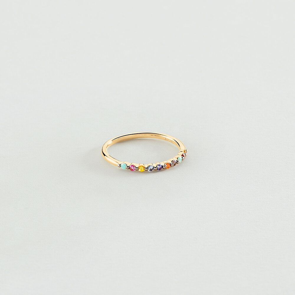Thin ring BELOVED - Multicolor / Gold - Genuine silver  | Agatha