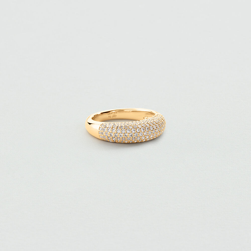 Thin ring XOXO PAV&Eacute; - Crystal / Golden - Jewellery  | Agatha