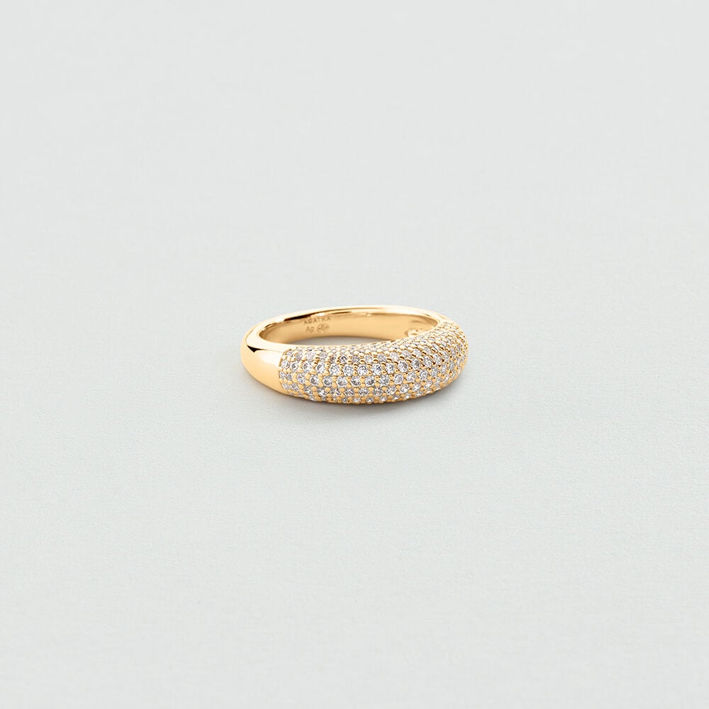 Thin ring XOXO PAV&Eacute; - Crystal / Golden - Jewellery  | Agatha