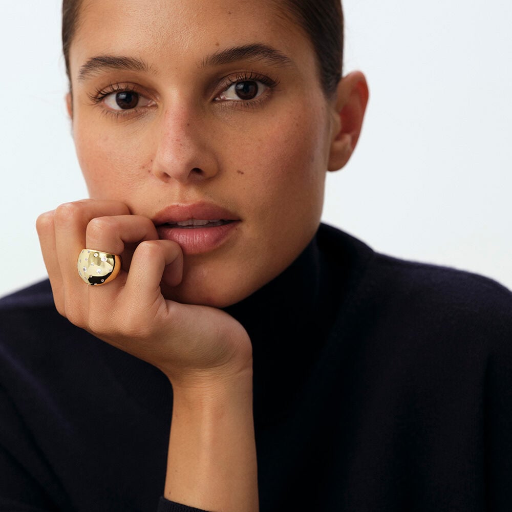 Large ring DANAE - Crystal / Golden - Large ring  | Agatha
