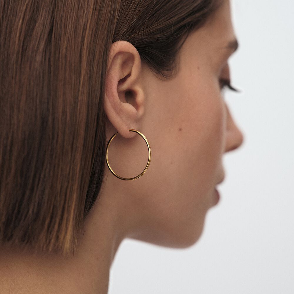 Hoops CREOLA - Golden - Genuine silver  | Agatha