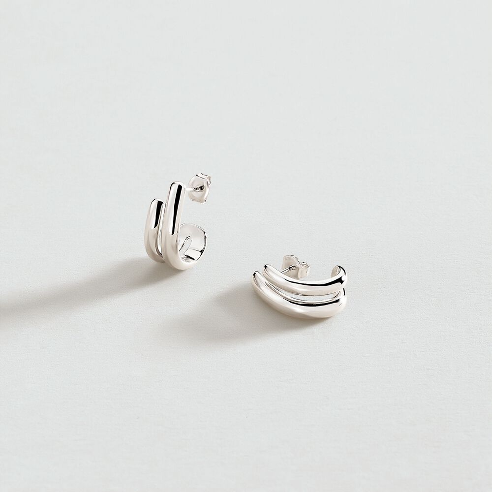 Long earrings TRIJONC - Silver - Earrings  | Agatha