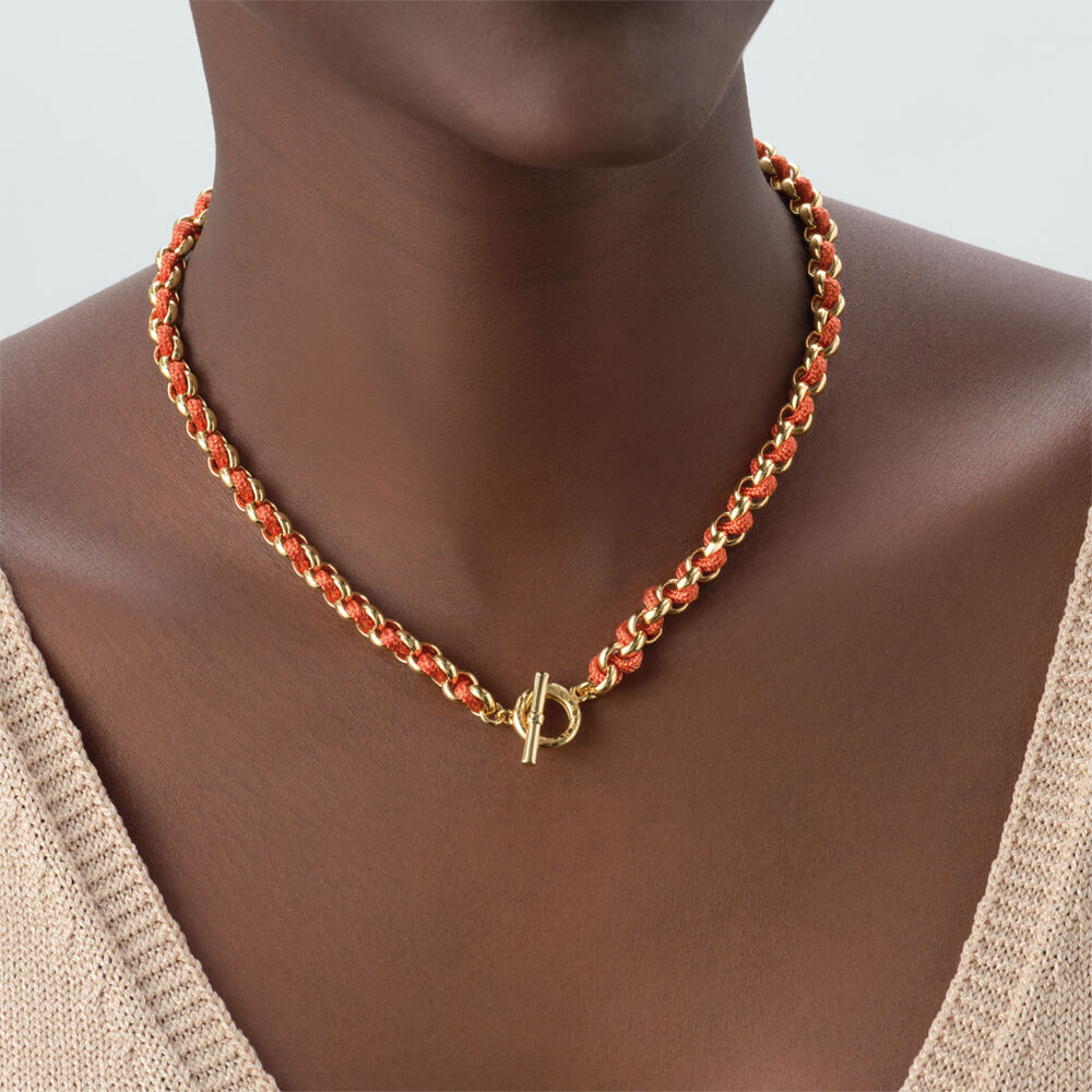 Choker necklace GAMBETTA - Orange / Gold - Choker necklace  | Agatha