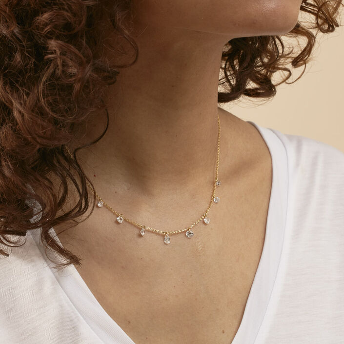 Choker necklace PETILLE - Crystal / Golden - All jewellery  | Agatha