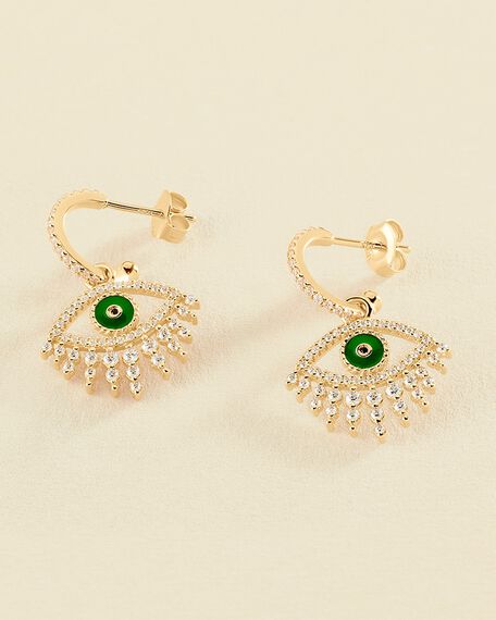 Hoops LUCKY EYE - Green / Golden - All jewellery  | Agatha