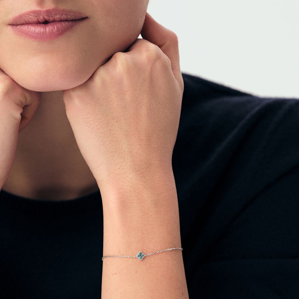 Link bracelet BELOVED - Silver / Blue green - Genuine silver  | Agatha