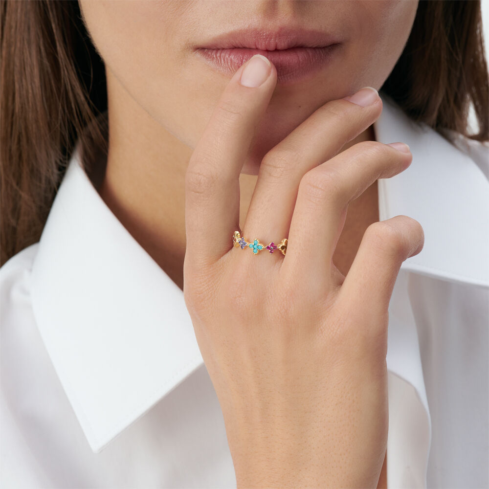 Thin ring BELOVED - Multicolor / Gold - Rings  | Agatha