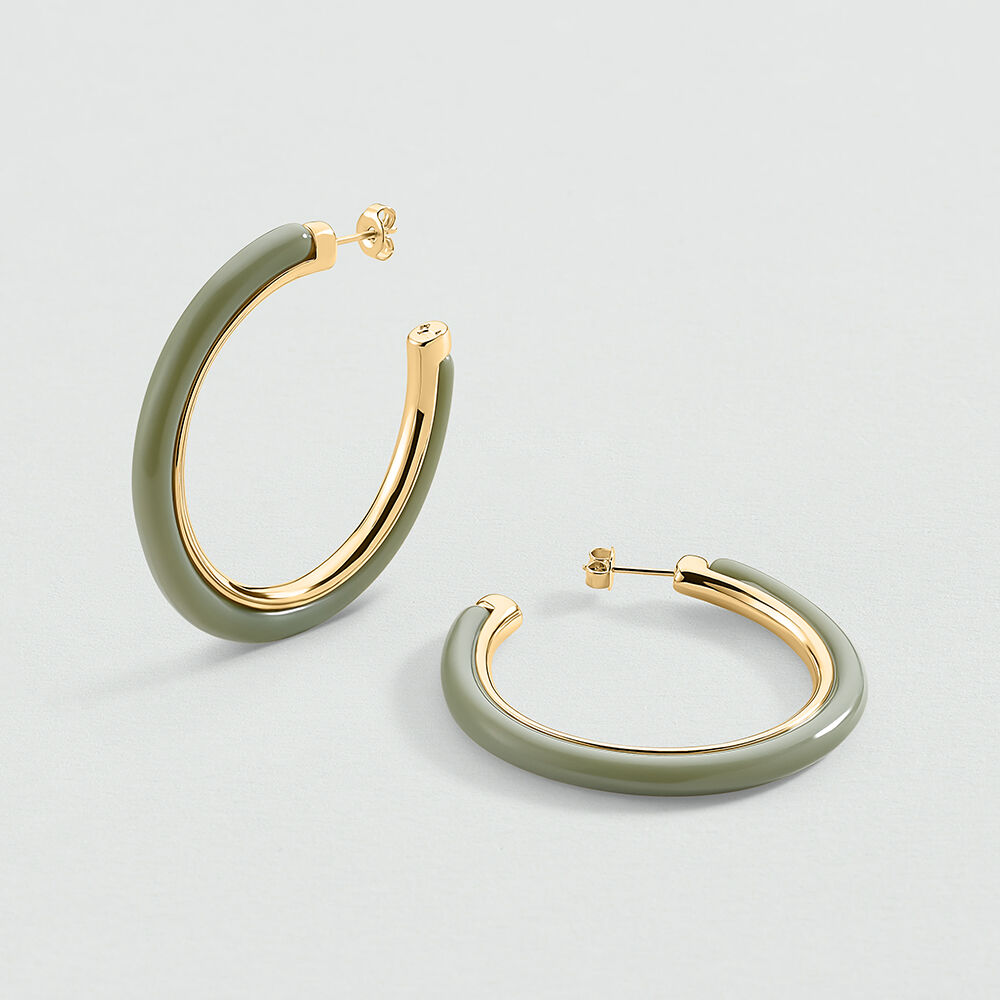 Hoops POP COLOR - Khaki / Gold - Earrings  | Agatha