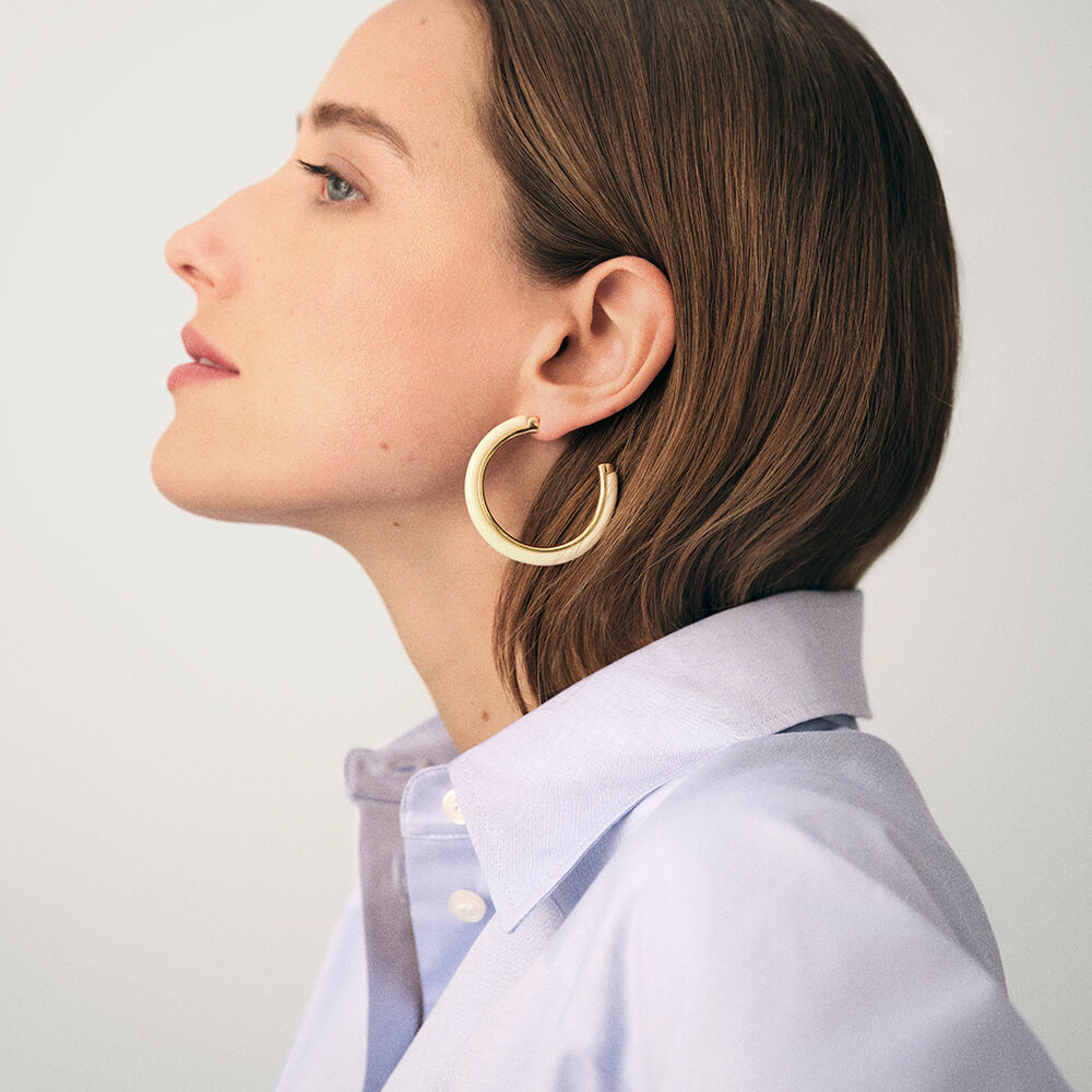 Hoops POP COLOR - Ivory / Gold - Earrings  | Agatha