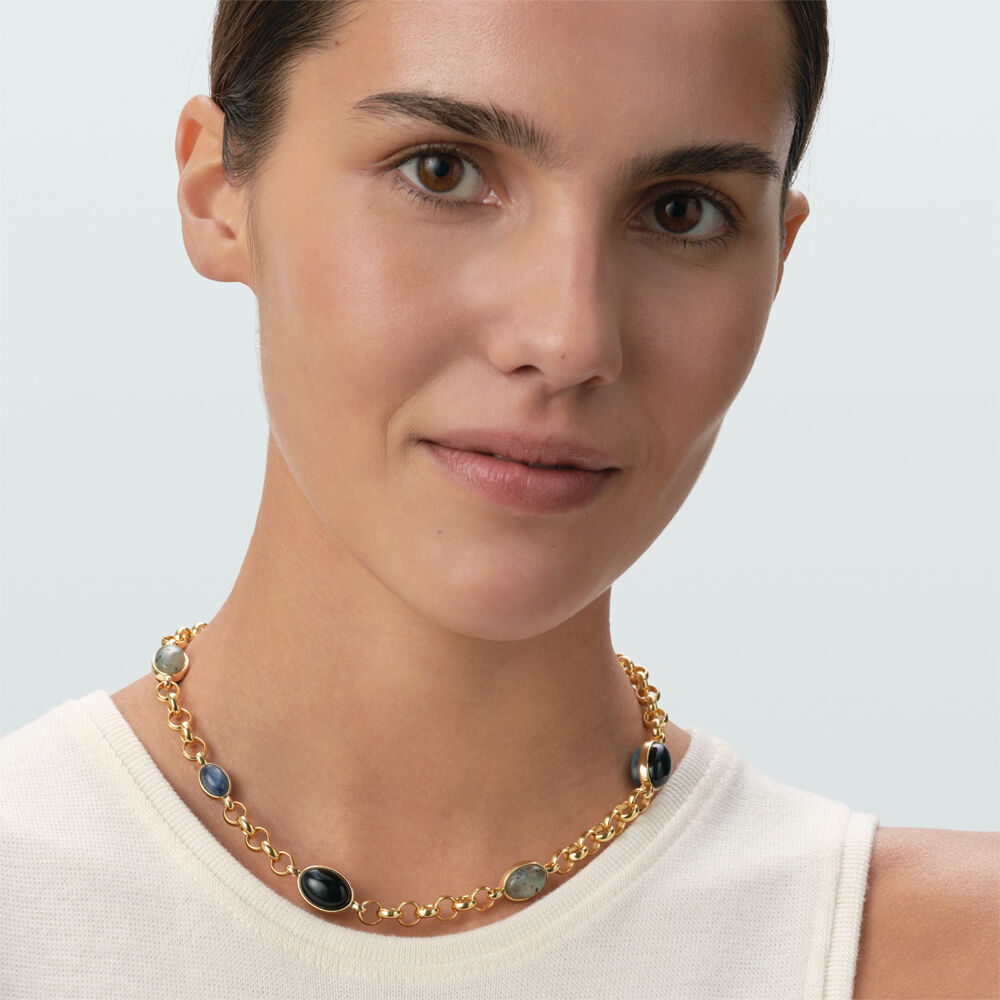 Choker necklace LA RIVIERA - Blue / Gold - Choker necklace  | Agatha