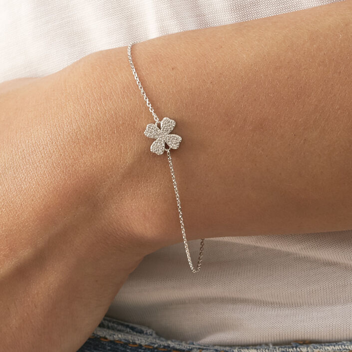 Link bracelet TREFLE - Crystal / Silver - All bracelets  | Agatha