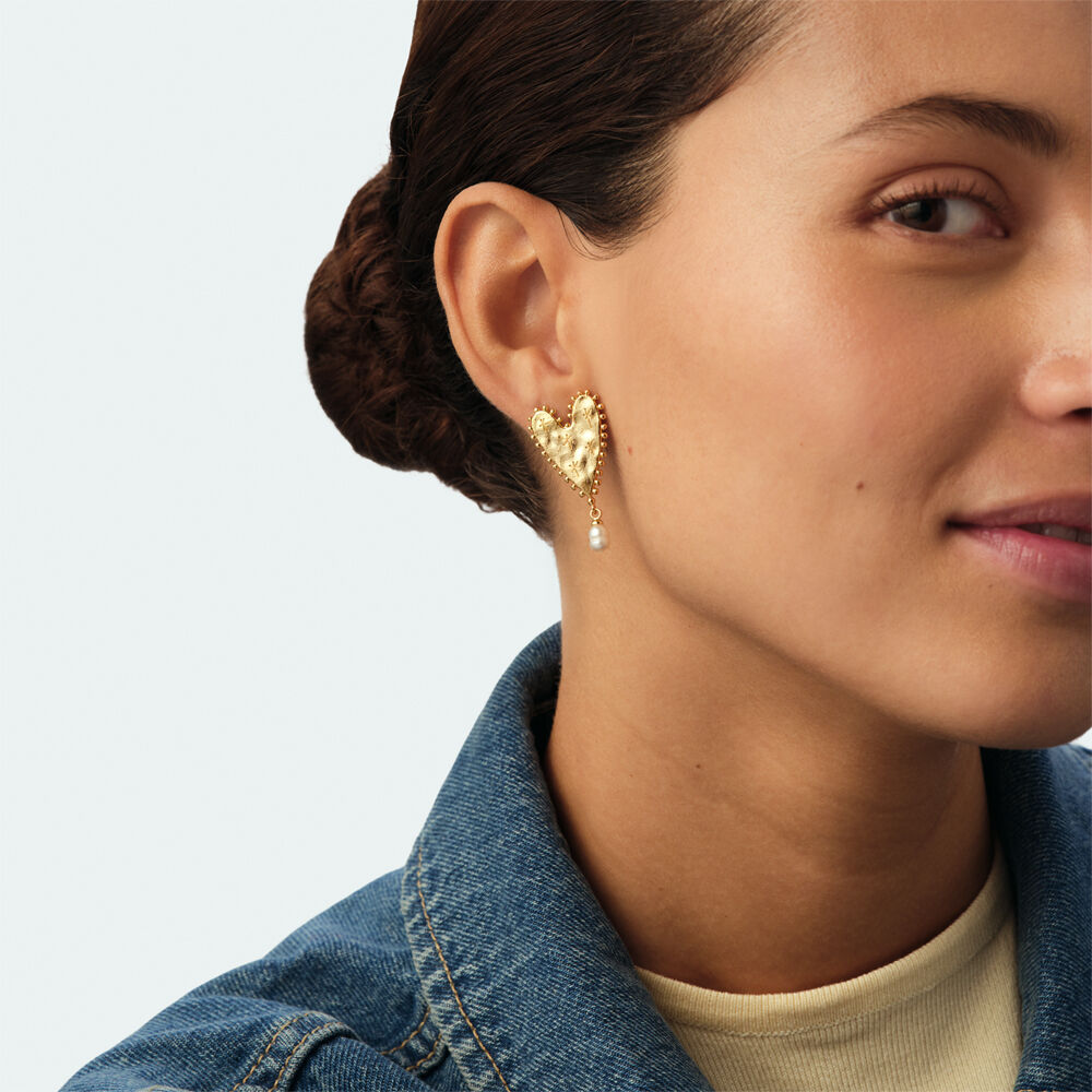 Long earrings PANGEA - White / Gold - Earrings  | Agatha