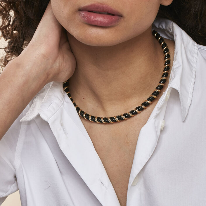 Choker necklace SESHA - Black / Gold - All jewellery  | Agatha