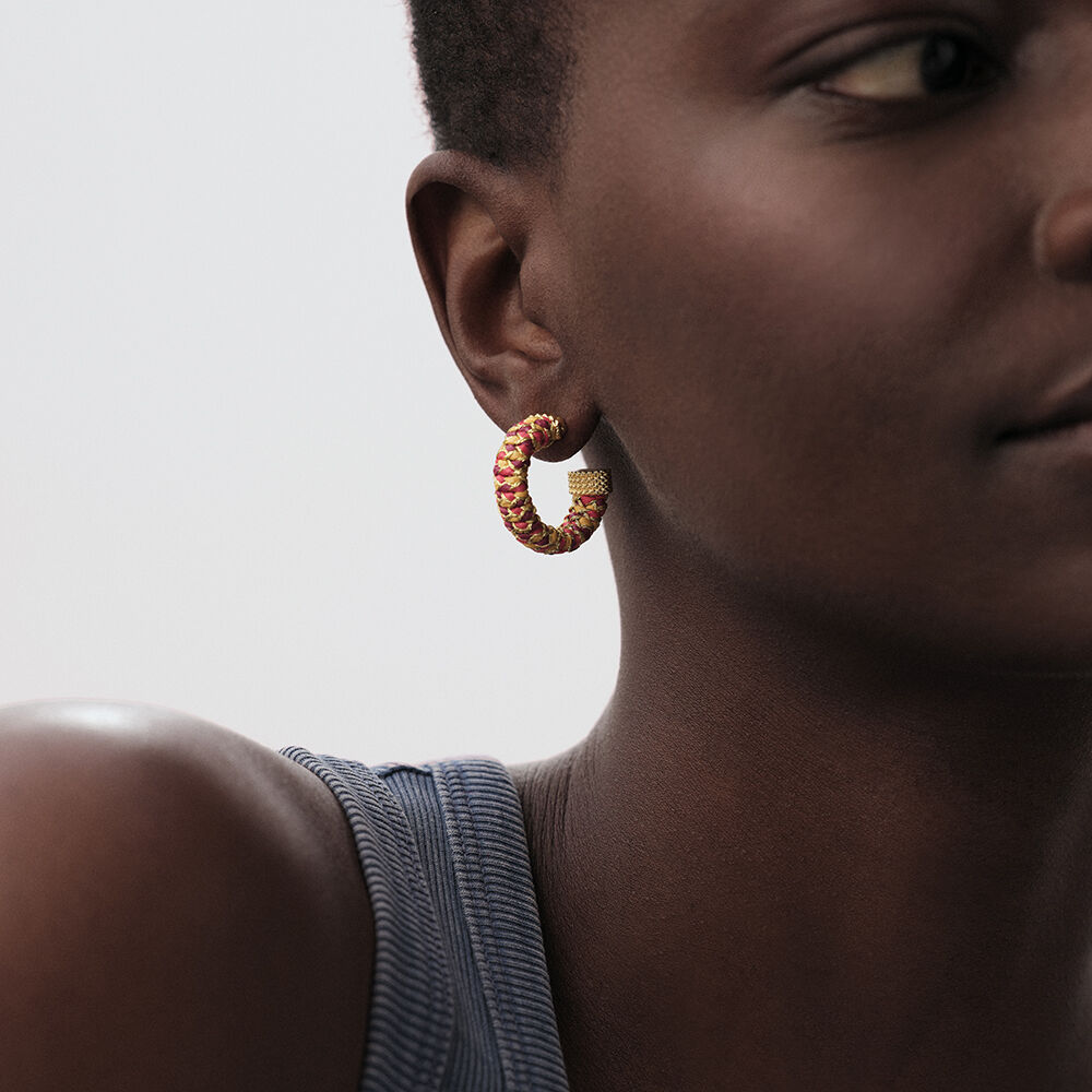 Hoops RAFIA - Red / Gold - Earrings  | Agatha