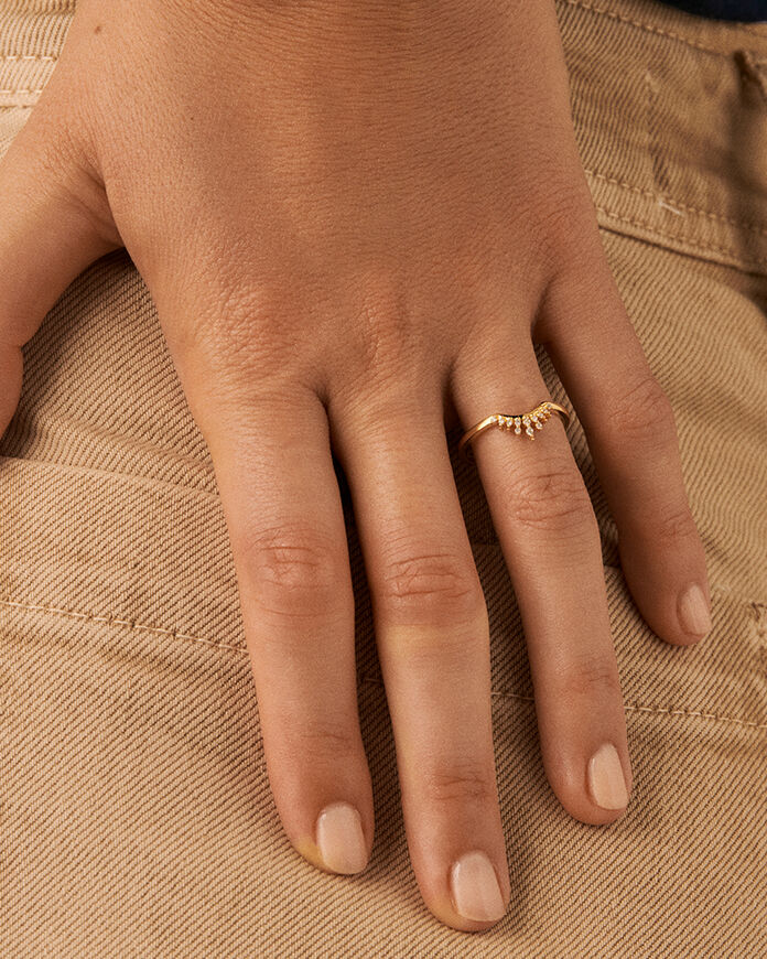 Thin ring LUCKY EYE - Crystal / Golden - All jewellery  | Agatha