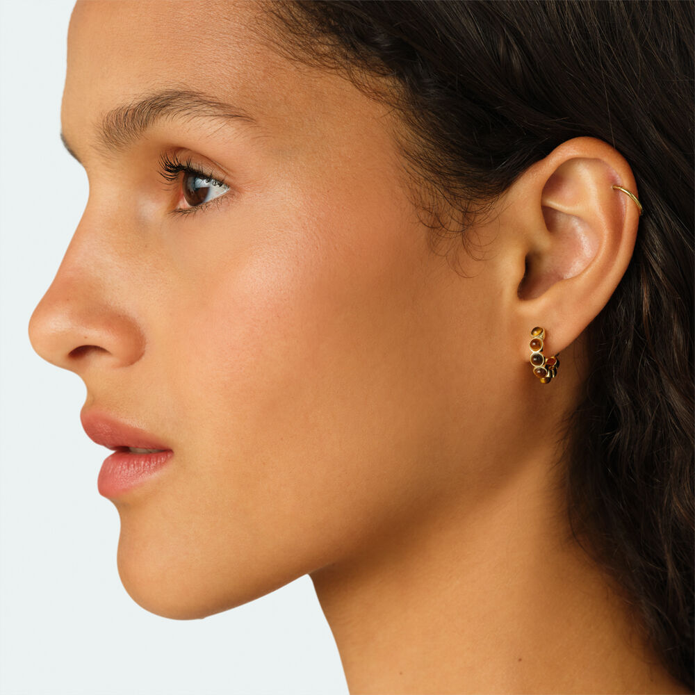 Hoops STONE BATIGNOLLES - Brown / Gold - Earrings  | Agatha