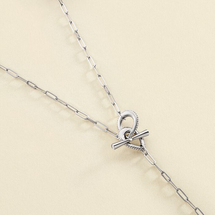Long necklace GEMINI - Crystal / Silver - All jewellery  | Agatha
