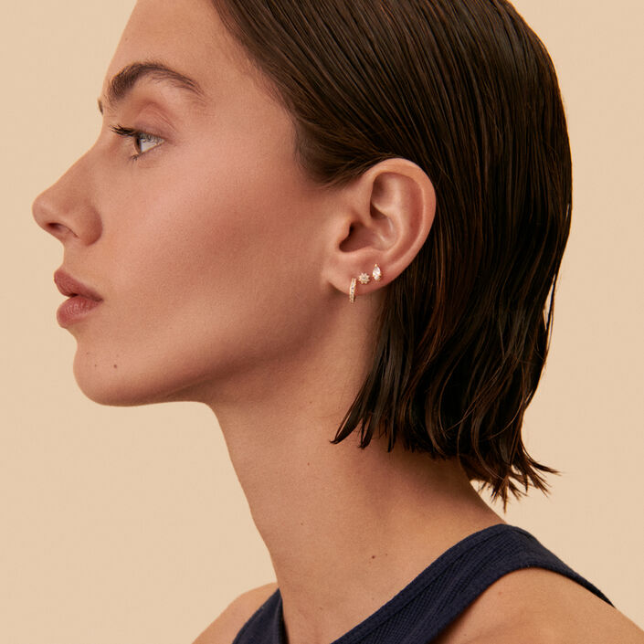 Piercing stud PARADIS - Crystal / Golden - All jewellery  | Agatha
