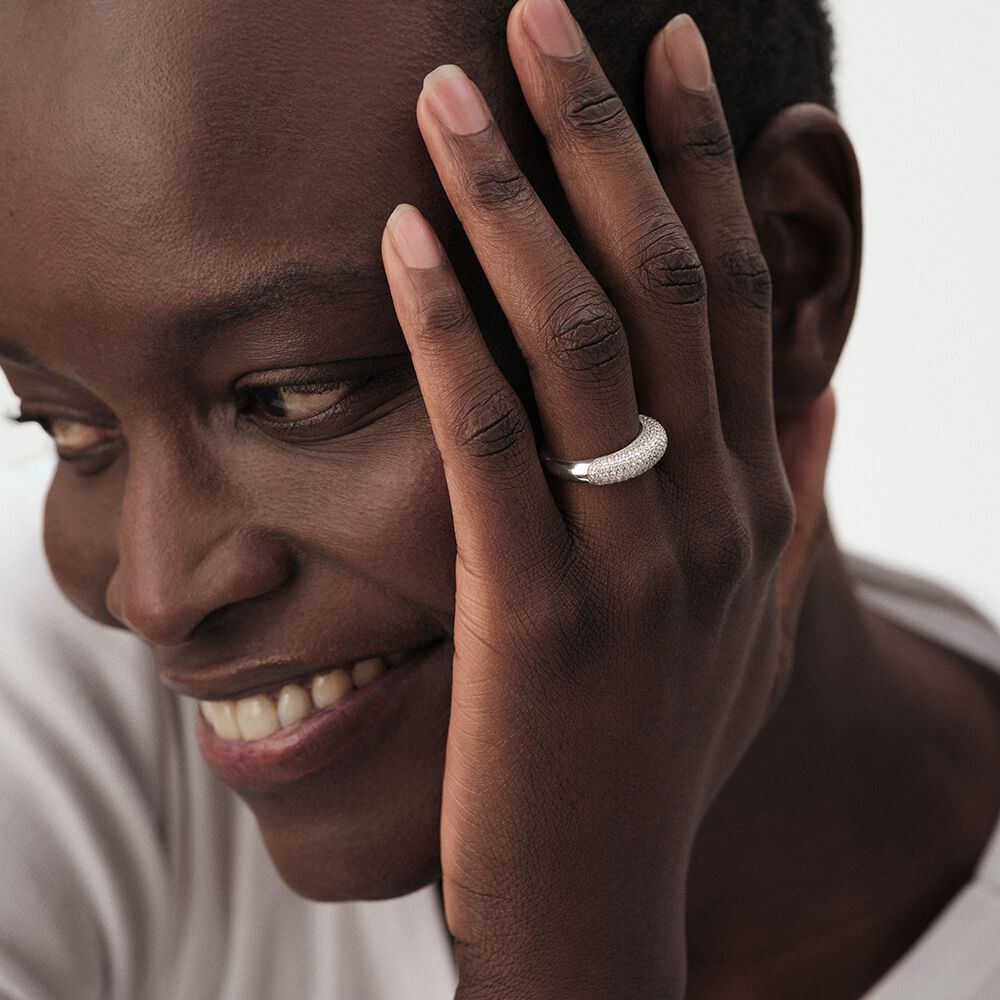 Thin ring LOUIS - Crystal / Silver - Genuine silver  | Agatha