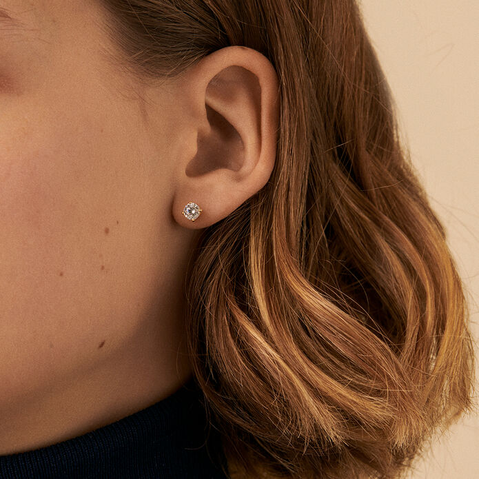 Stud earrings SOL - Crystal / Golden - All earings  | Agatha