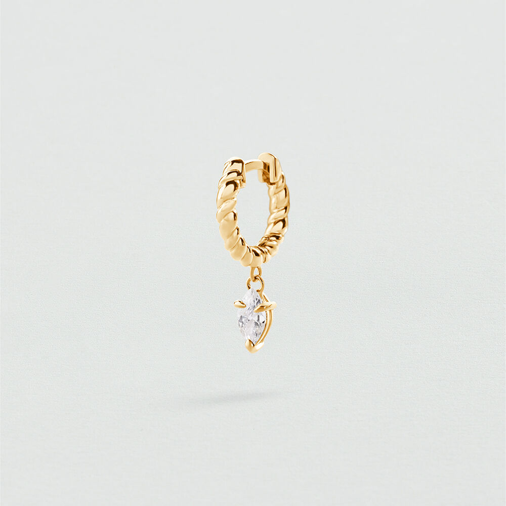 Single hoop earring MIX & MATCH - Crystal / Golden - Genuine silver  | Agatha