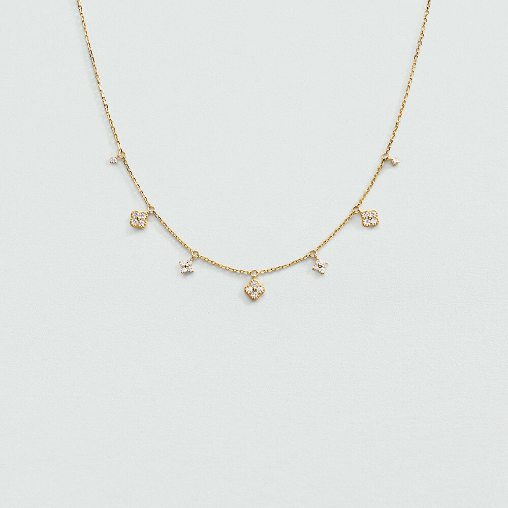 Choker necklace BELOVED - Crystal / Golden - Genuine silver  | Agatha