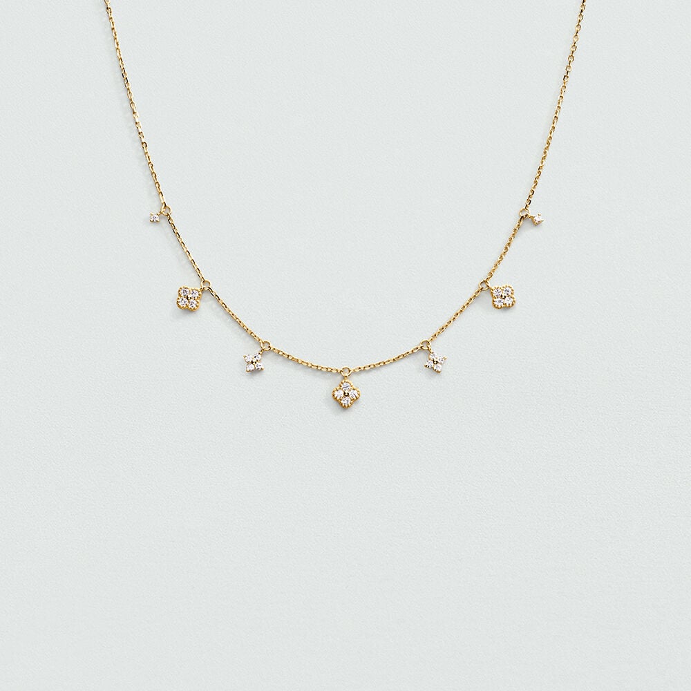 Choker necklace BELOVED - Crystal / Golden - Genuine silver  | Agatha