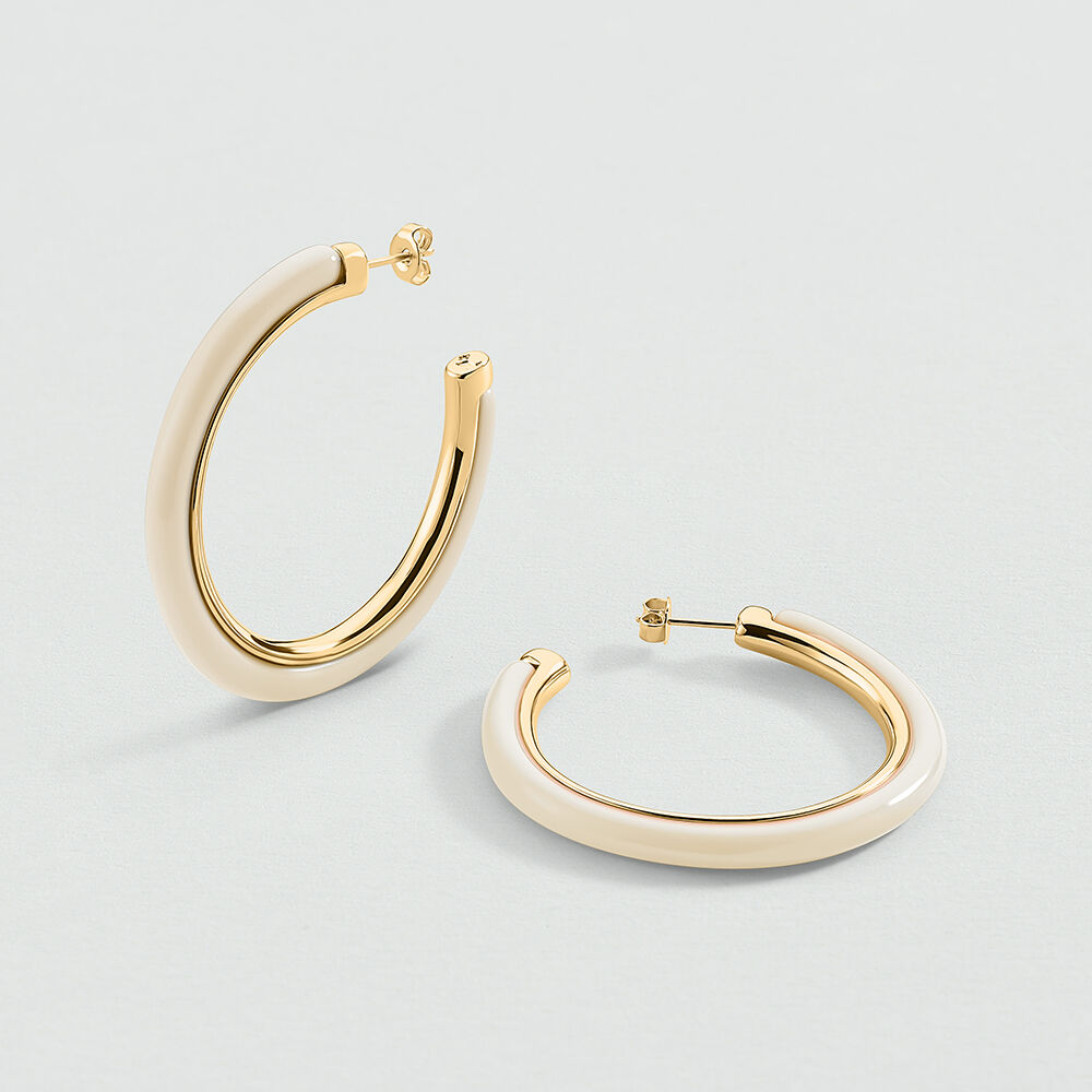 Hoops POP COLOR - Ivory / Gold - Earrings  | Agatha