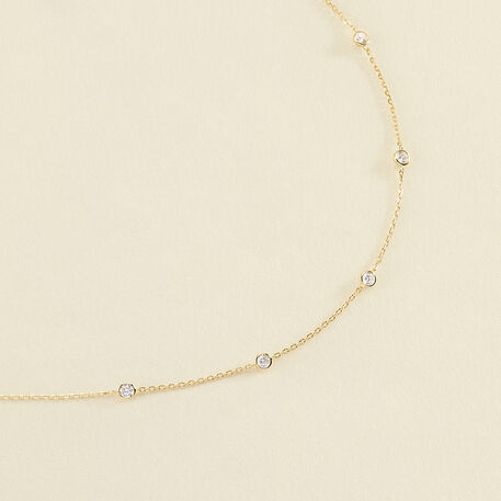 Long necklace BRILLANT - Crystal / Golden - All jewellery  | Agatha