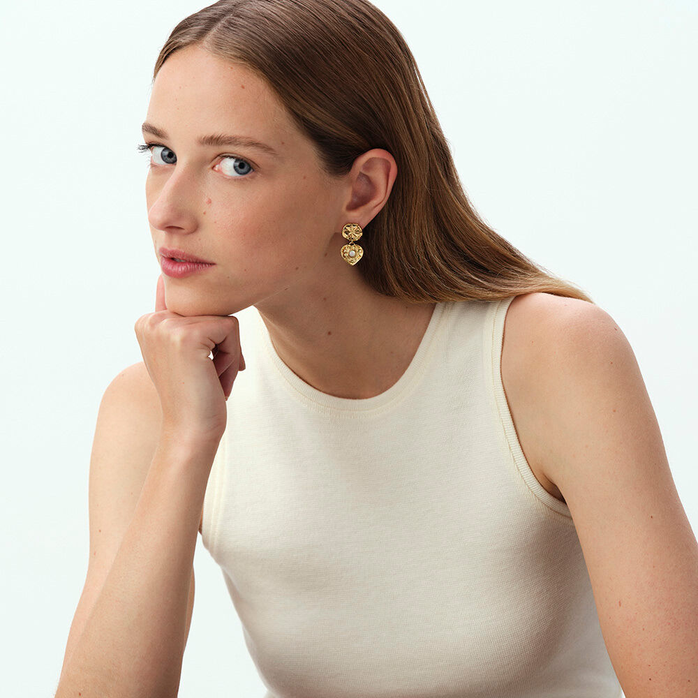 Long earrings PONT DES ARTS - Golden / White - Atelier parisien  | Agatha