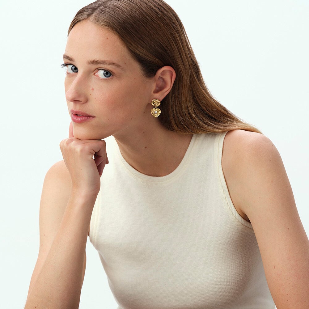 Long earrings PONT DES ARTS - Golden / White - Atelier parisien  | Agatha
