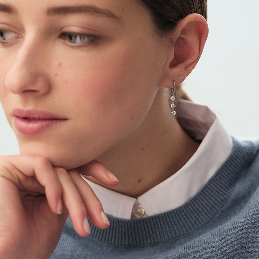 Hoops BRILLANT - Crystal / Silver - Earrings  | Agatha