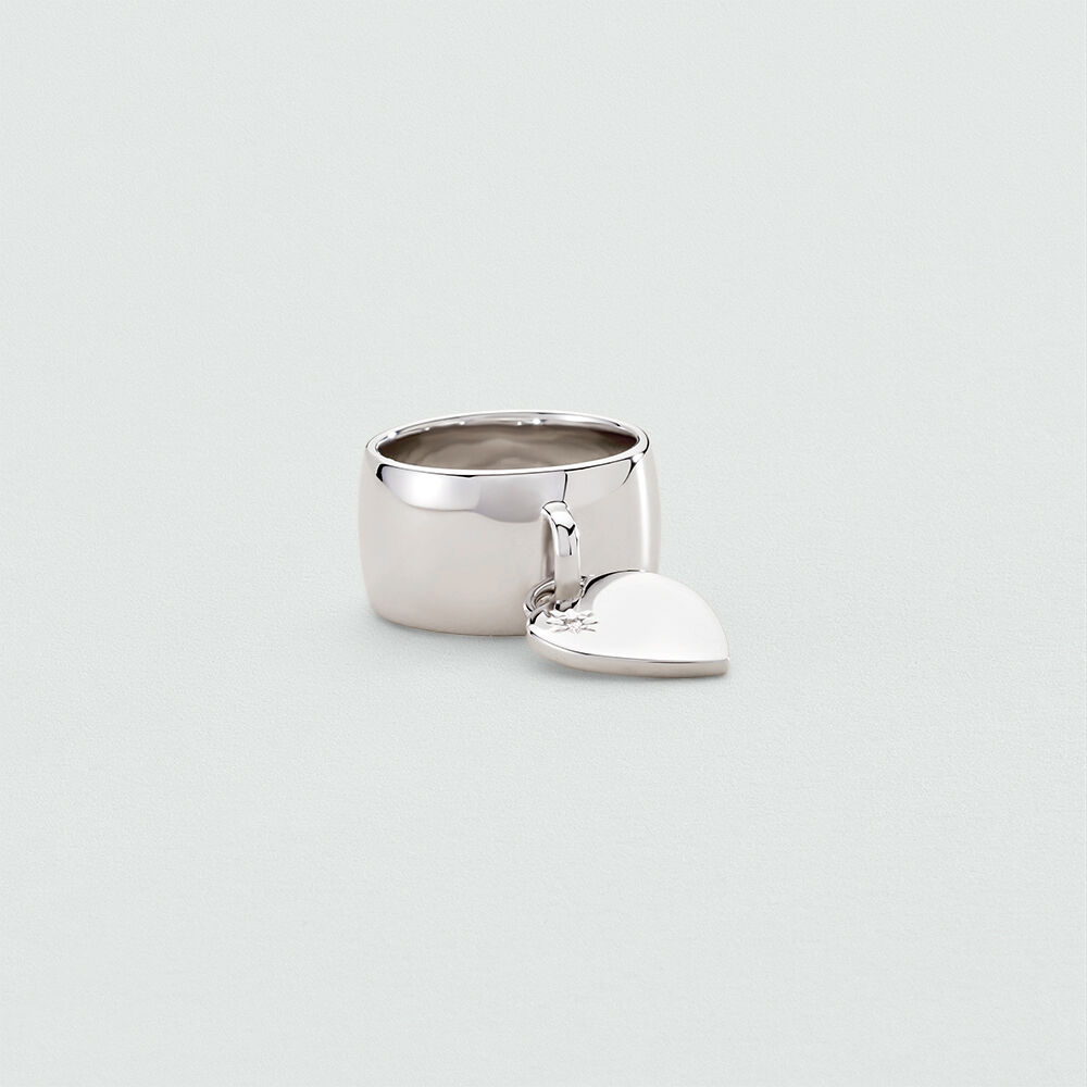 Large ring HEARTY - Crystal / Silver - Outlet  | Agatha