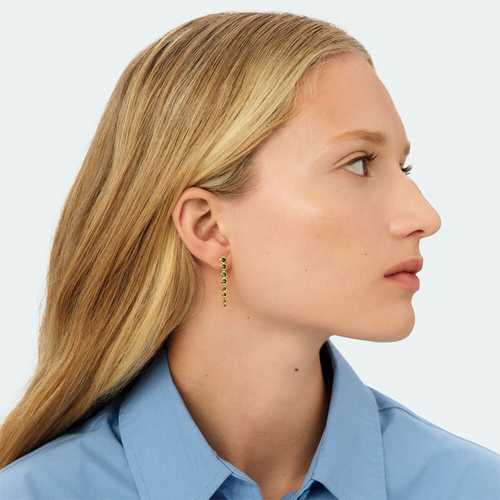 Long earrings SAINT GERMAIN - Green / Golden - Earrings  | Agatha