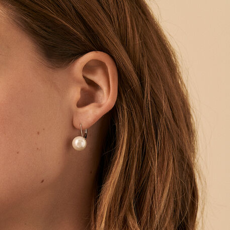Long earrings PEARLY - Pearl / Silver - All earings  | Agatha
