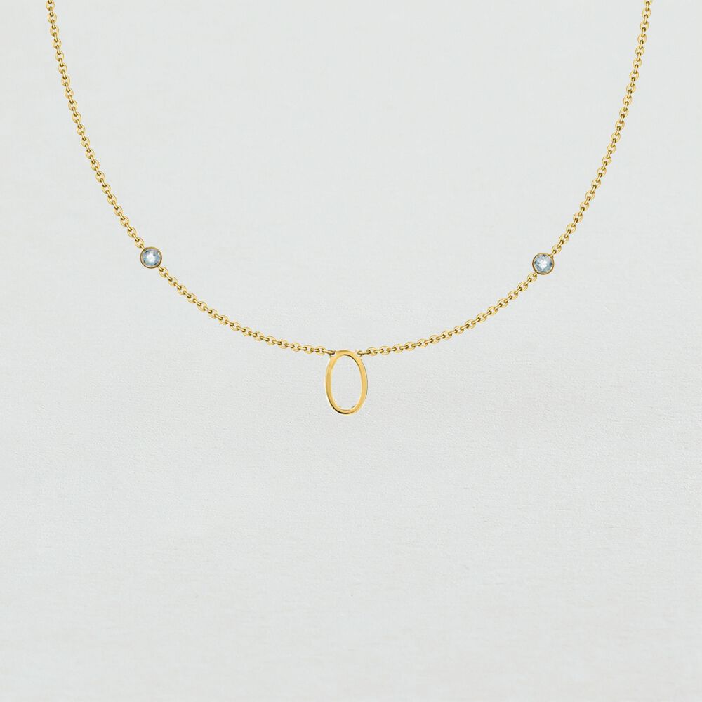 Choker necklace LETTRE O - Crystal / Golden - Choker necklace  | Agatha