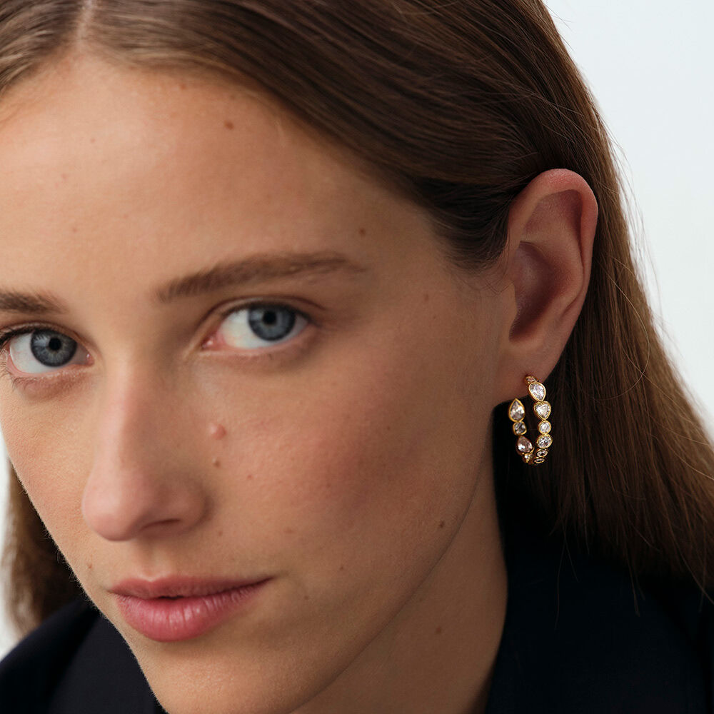 Hoops CANDY - Crystal / Golden - Earrings  | Agatha