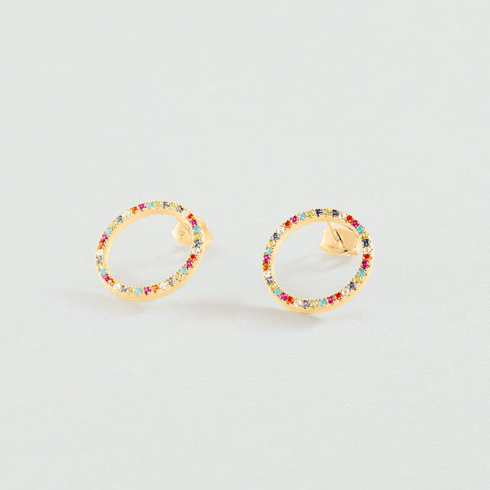 Long earrings RAINBOW - Multicolor / Gold - Genuine silver  | Agatha