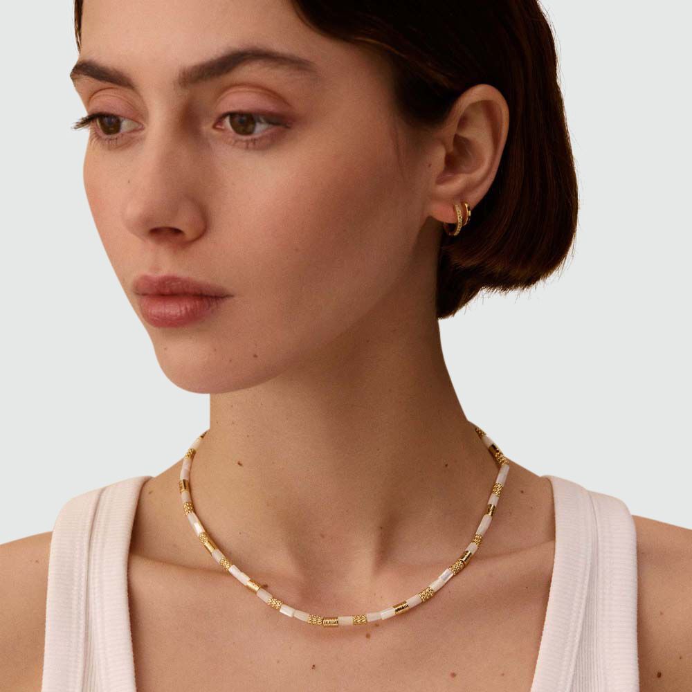 Choker necklace PETRA - Nacre / Gold - Choker necklace  | Agatha