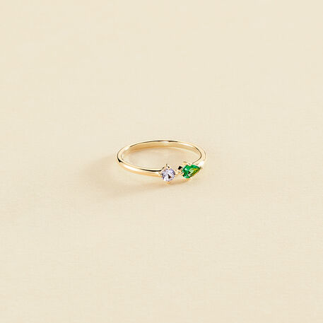 Thin ring ASTRE - Green / Golden - All jewellery  | Agatha